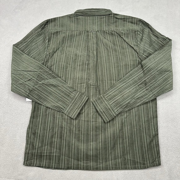 Volcom Steadfast Long Sleeve Dress Shirt Mens L Stripe Corduroy Squadron Green - Picture 9 of 10